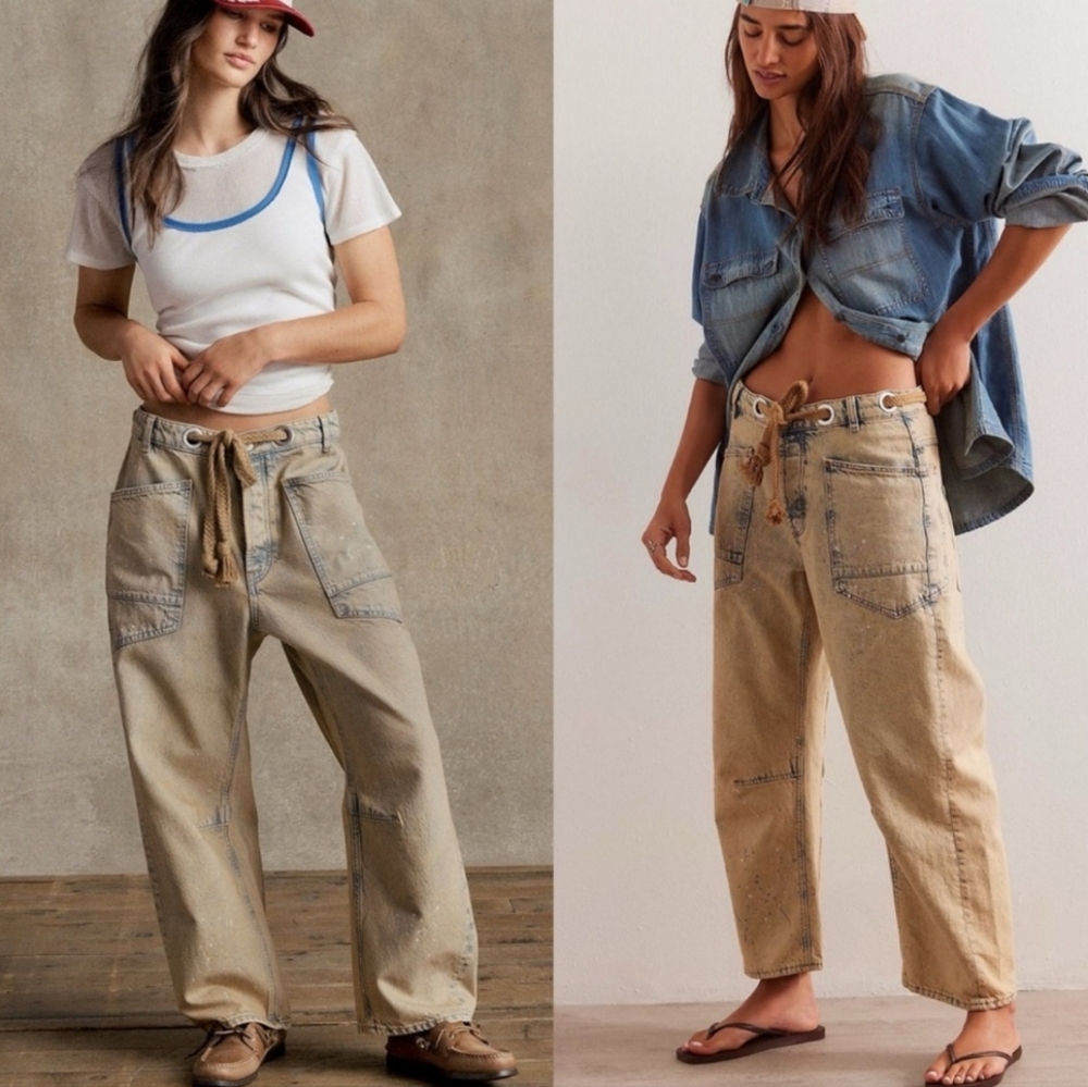 Free People Moxi Low Slung Barrel Jean In Cowboy